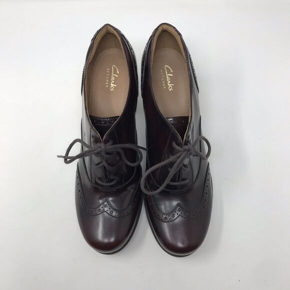 Clarks Artisan Ciera Brine Size 9.5 M Victorian Burgundy Oxford Heel Booties - Picture 7 of 13